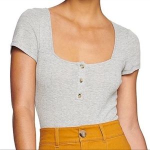 NWT SO Gray Square Neck Bodysuit